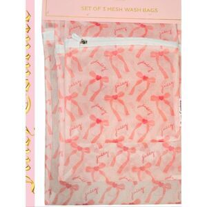 Juicy Couture Home Script Logo Bows Set of 3 Mesh Wash Bags